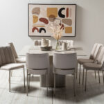 Comedor Liege Cuadrada + 8 Sillas Elis Champagne