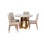 Comedor 1.15 Red Bennet Off white 4 sillas Tai Alpha 80