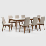 Comedor Laurent 2.1 Off white + 8 Sillas Elsie Beige