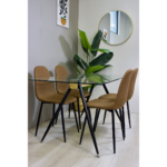 Comedor Rectangular Mesa Oh Metal Steel 140x80cm + 4 Sillas Lino Café