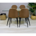 Comedor Rectangular Mesa Oh Metal Steel 140x80cm + 4 Sillas Lino Café - Imagen 7