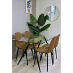 Comedor Rectangular Mesa Oh Metal Steel 140x80cm + 4 Sillas Lino Café - Imagen 8