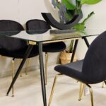 Comedor Rectangular Vidrio Steel 140x80cm + 4 Sillas Berta Negro - Imagen 2