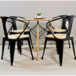 Comedor Redondo Eames Wood 100cm + 4 Sillas Tolix Pierre - Imagen 2