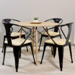 Comedor Redondo Eames Wood 100cm + 4 Sillas Tolix Pierre - Imagen 3