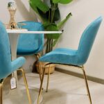 Comedor Redondo Tulip Blanco 100cm + 4 Sillas Berta Turquesa - Imagen 2