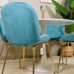 Comedor Redondo Tulip Blanco 100cm + 4 Sillas Berta Turquesa - Imagen 3