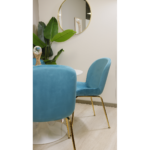 Comedor Redondo Tulip Blanco 100cm + 4 Sillas Berta Turquesa - Imagen 4