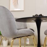 Comedor Redondo Tulip Negro 100cm + 4 Sillas Berta Gris Oscuro - Imagen 2