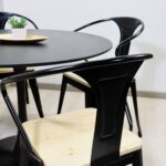 Comedor Redondo Tulip Negro 100cm + 4 Sillas Tolix Pierre - Imagen 2