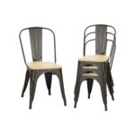 Pack 4 Sillas Tolix Negro Asiento de Madera - Imagen 2