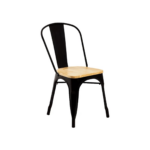 Pack 4 Sillas Tolix Negro Asiento de Madera