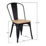 Pack 4 Sillas Tolix Negro Asiento de Madera - Imagen 3