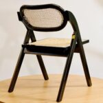 Pack de 2 Sillas de Comedor Plegables de Madera y Ratan Natural - Imagen 4