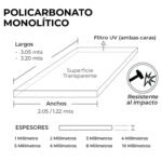 Polic. Monolitico 3.05x2,05x4mm Transparente