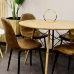 Set Comedor Eames Redondo 100cm Wood + 4 Sillas Eames Ecocuero Café - Imagen 4
