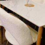 Set Comedor Rectangular de Cuarzo + 4 Sillas Eames Lana Bouclé Blanco - Imagen 3