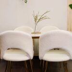 Set Comedor Rectangular de Cuarzo + 4 Sillas Eames Lana Bouclé Blanco - Imagen 7